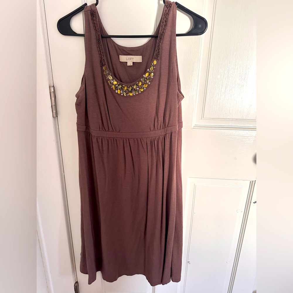 WOMEN’S LOFT SUNDRESS WITH JEWELED NECK DETAIL - SIZE M